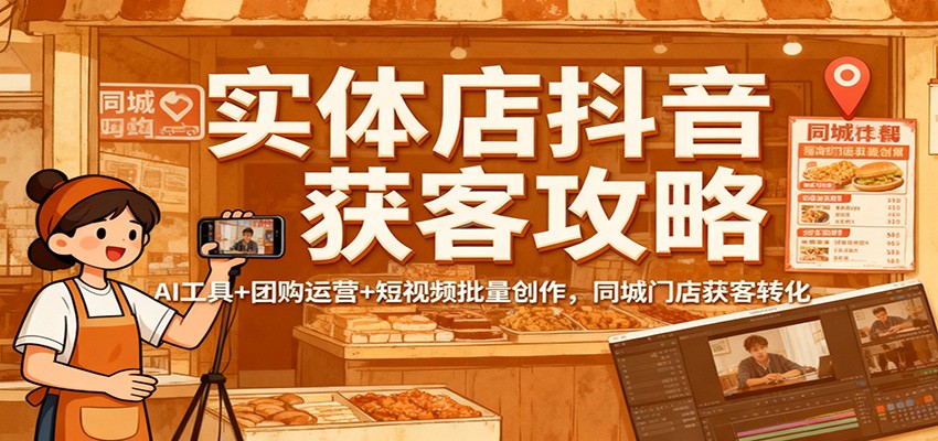 实体店抖音获客攻略：AI工具+团购运营+短视频批量创作，同城门店获客转化-摇钱树
